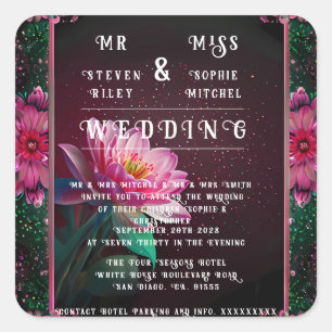 Floral Lotus Wedding Suite   Starry Night Romance Square Sticker