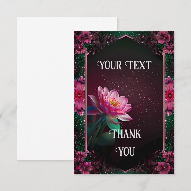 "Floral Lotus Wedding Suite | Starry Night Romance Thank You Card (Front/Back)