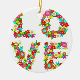 floral love ceramic tree decoration