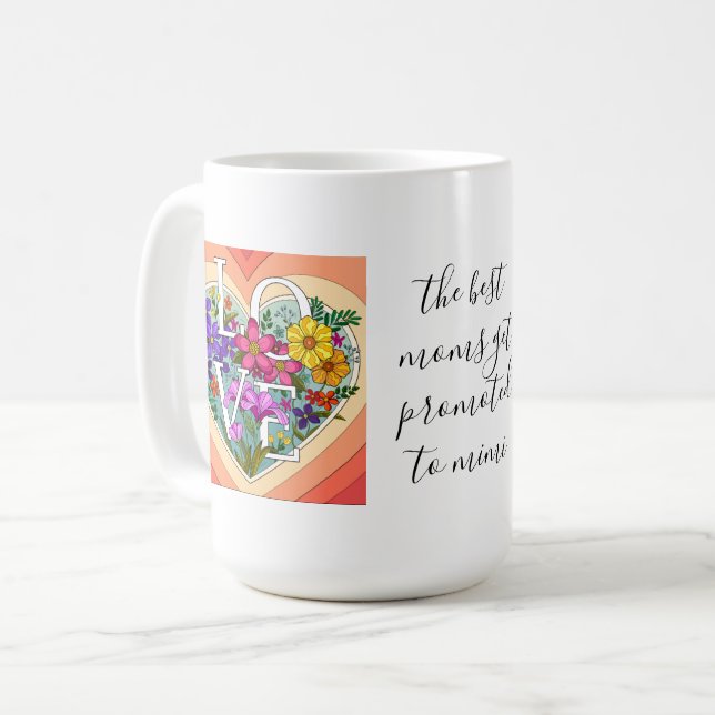 Floral LOVE heart (for1st time grandma) coffee mug (Front Left)