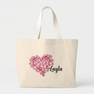 Floral Love Heart Tote Bag