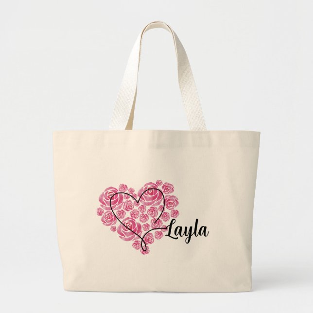Floral Love Heart Tote Bag (Front)