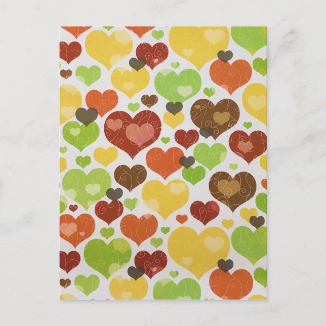Floral Love Hearts Pattern Pink Postcard (Front)