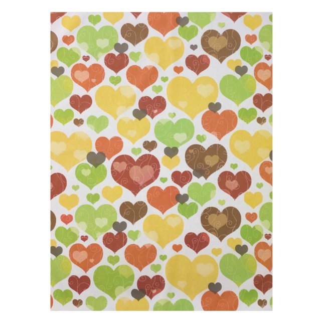 Floral Love Hearts Pattern Pink Tablecloth (Front)