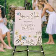 Floral love in bloom bridal shower welcome sign