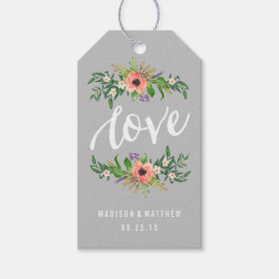 Floral Love in Grey Wedding Gift Tags