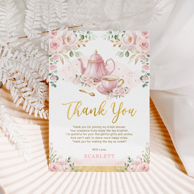 Floral Love is Brewing Bridal Shower Tea Party Thank You Card (Creator Uploaded)