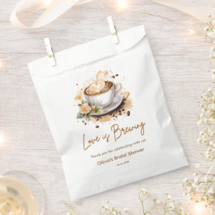 Floral Love is Brewing Brown Coffee Bridal Shower  Favour Bags