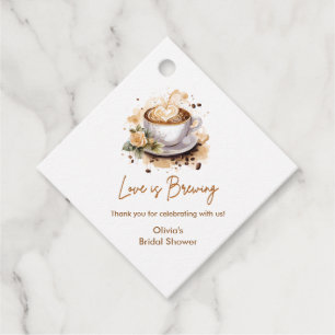 Floral Love is Brewing Brown Coffee Bridal Shower Favour Tags