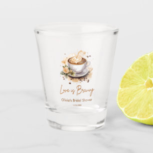 Floral Love is Brewing Brown Coffee Bridal Shower  Shot Glass