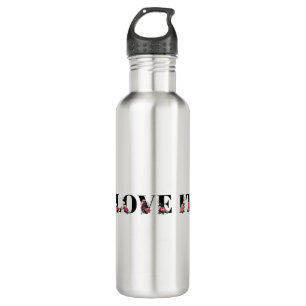Floral love it word typography design element 710 ml water bottle