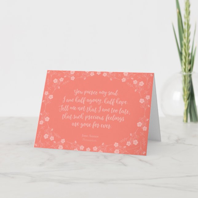 Floral Love Letter Quote Persuasion Jane Austen Card (Front)