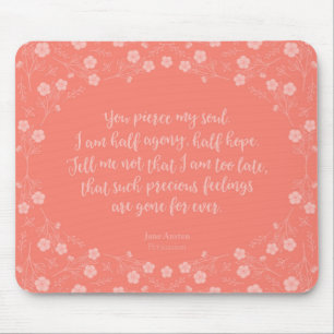 Floral Love Letter Quote Persuasion Jane Austen Mouse Mat