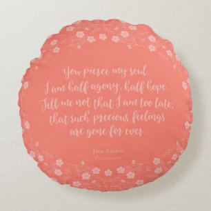 Floral Love Letter Quote Persuasion Jane Austen Round Cushion