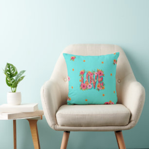 Floral Love Lettering - Seamless Pattern 5 Cushion