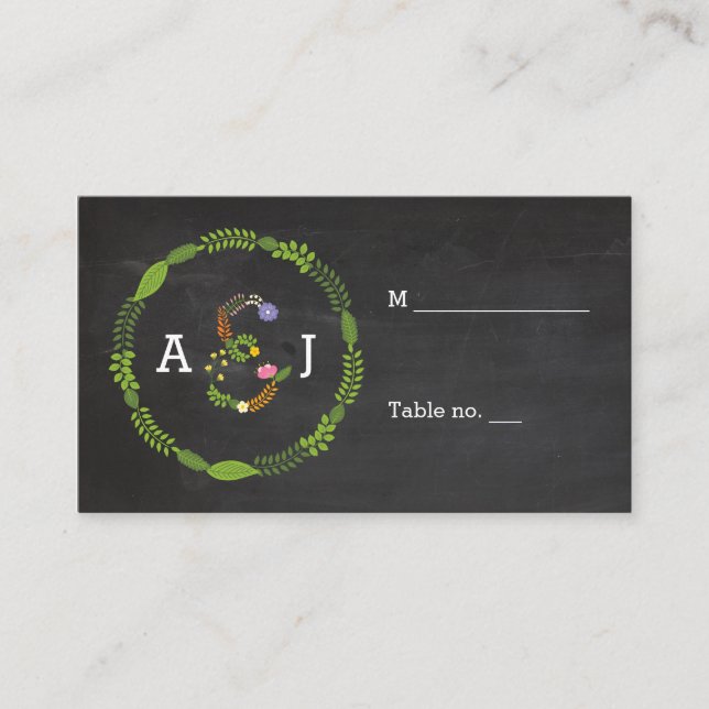 Floral LOVE Letters Rustic Wedding Escort Cards (Front)