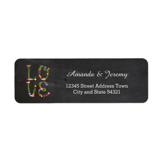 Floral LOVE Letters Rustic Wedding Return Address Label