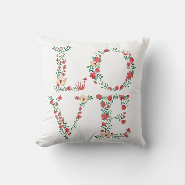 Floral LOVE Letters Valentine's Cushion (Front)