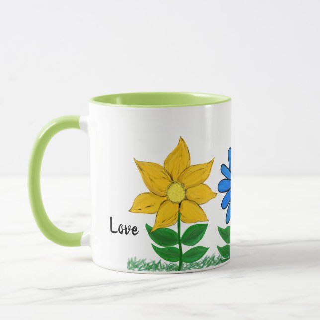 Floral Love Personalised White Mugs (Left)