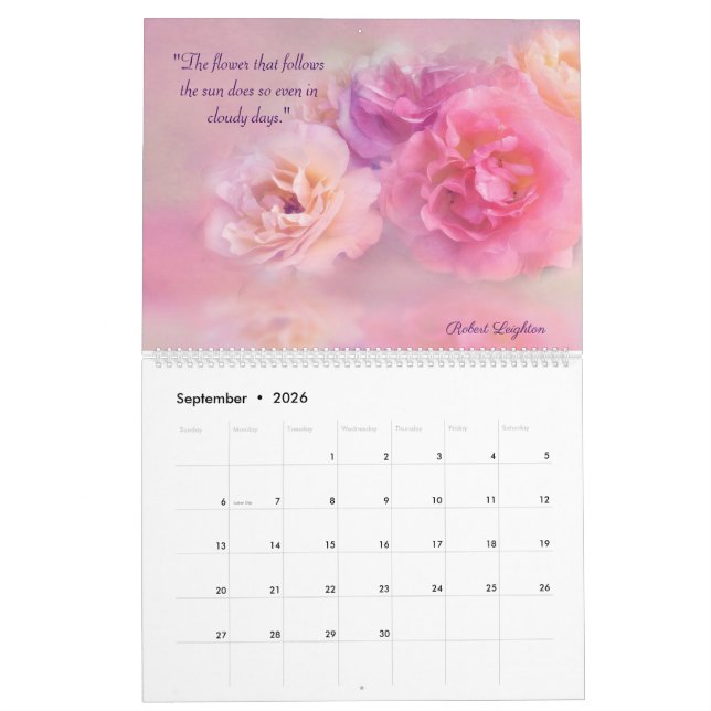 Floral Love Quotes 2023 Calendar (Sep 2026)