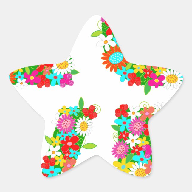 floral love star sticker (Front)