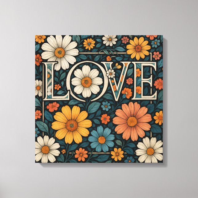 Floral LOVE Typography Art Print (Front)