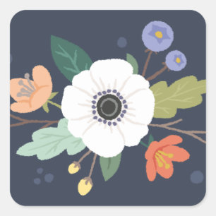 Floral Love Valentine's Day Sticker - Midnight