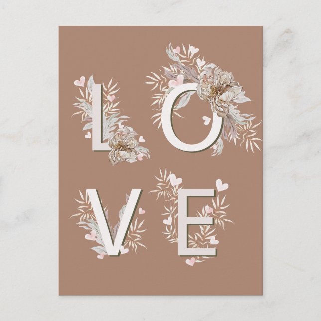 Floral LOVE Valentines Postcard (Front)