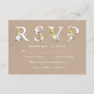 Floral Love Wedding RSVP - changeable background Card