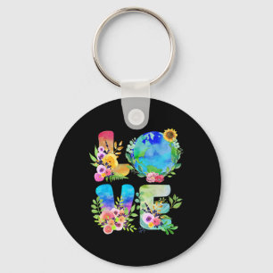 Floral Love World Earth Day Every Day Environmenta Key Ring