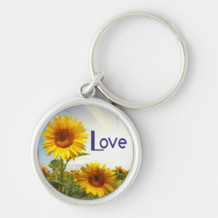 Floral Love Yellow Sunflower Flower Key Ring