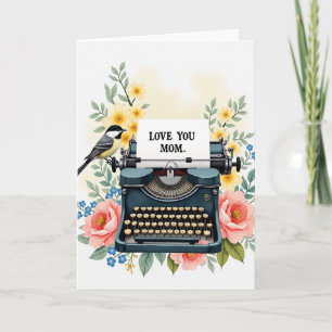 Floral Love You Mum Typewriter Card