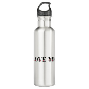 Floral love you word typography design element 710 ml water bottle