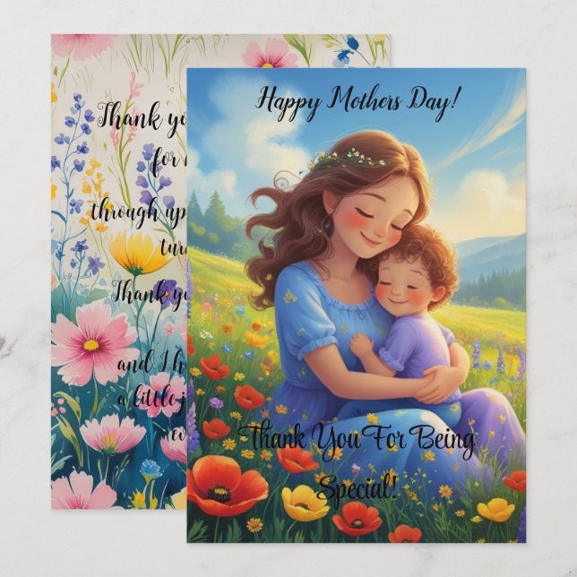 Floral Lovely And Sweet Mothers Day Card (Front/Back)