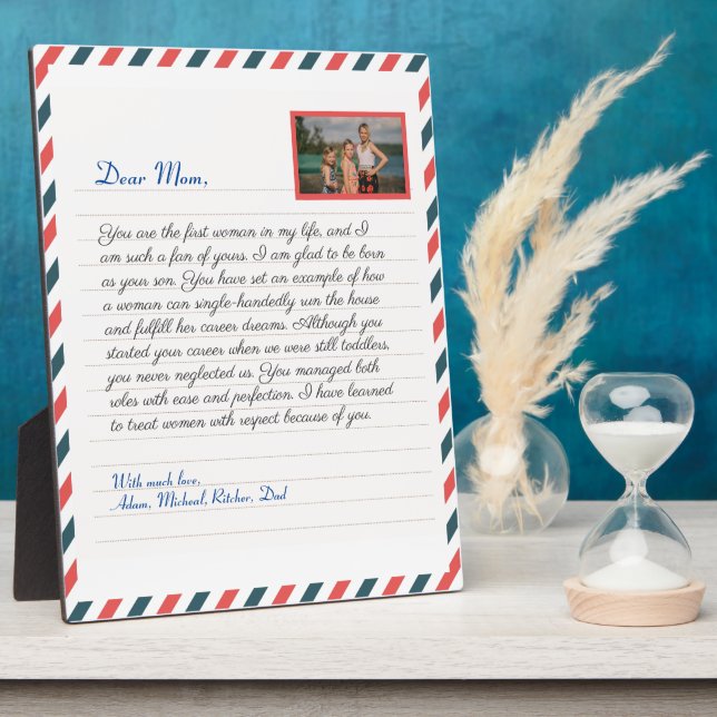 Floral Lovely handwritten love mum grandma message Plaque (Side)