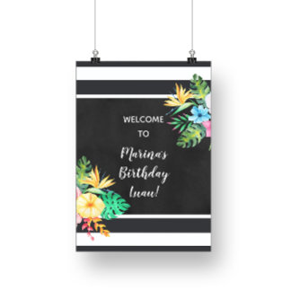 Floral Luau Party Sign