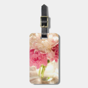 Floral Luggage Tag w/ leather strap