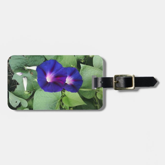 Floral Luggage Tag with Leather Strap (Front Horizontal)