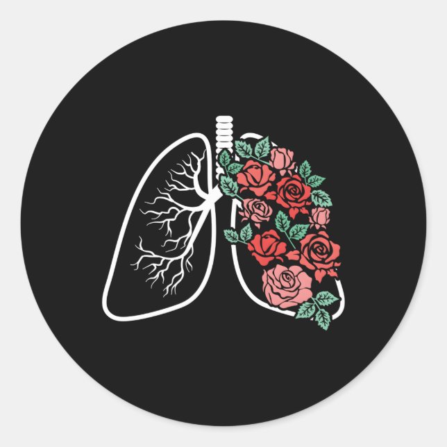 Floral Lungs Anatomical Flowers Pulmonology Studen Classic Round Sticker (Front)