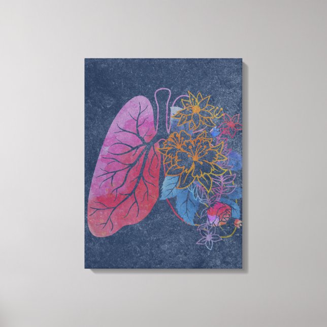 Floral lungs anatomy canvas art  (Front)
