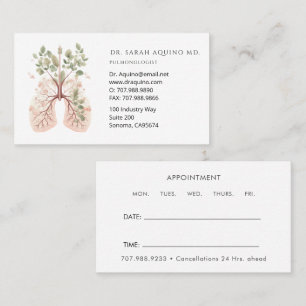 Floral Lungs Pulmonologist Respiratory Therapist  Business Card