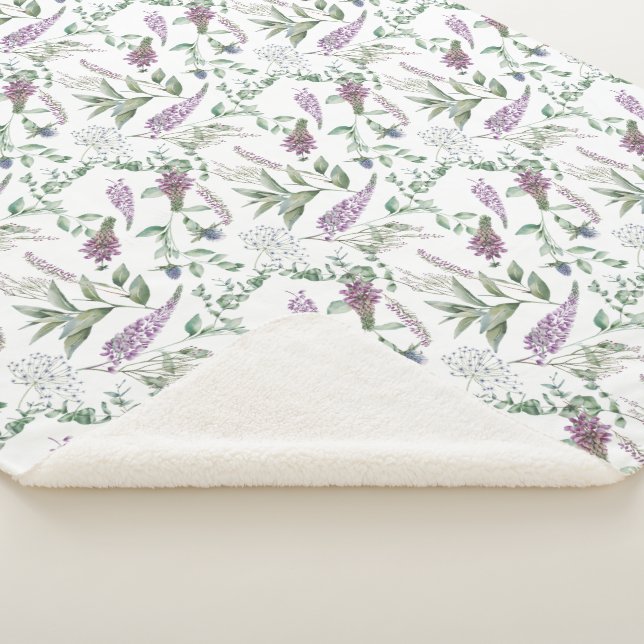 Floral Lupin Heather Scottish Pattern Sherpa Blanket (3/4)