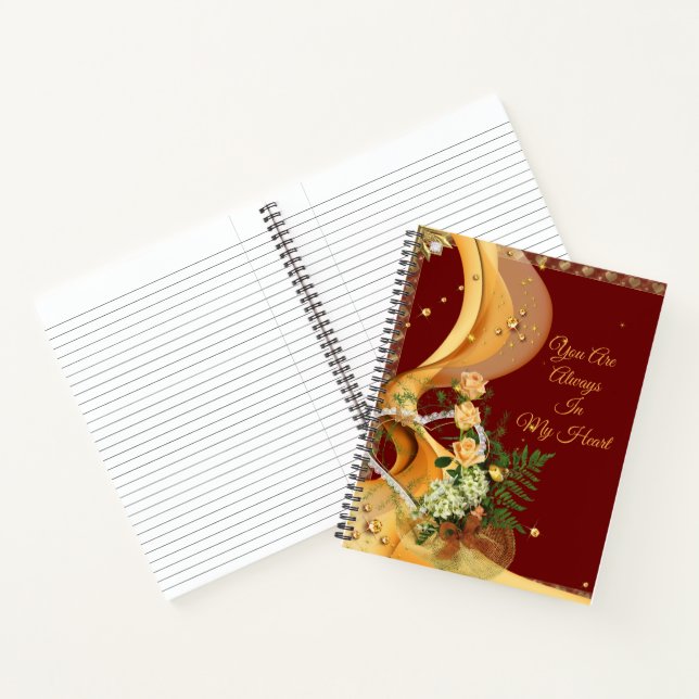 Floral Luxury Gold Modern Add Your Text Notebook (Inside)