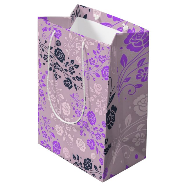Floral Luxury Medium Gift Bag (Back Angled)