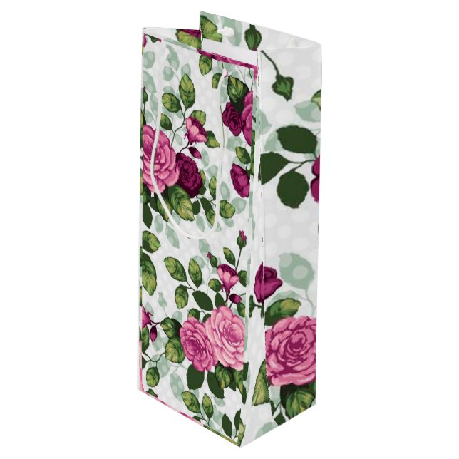 Floral Luxury Wine Gift Bag (Front Angled)