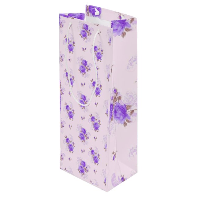 Floral Luxury Wine Gift Bag (Back Angled)