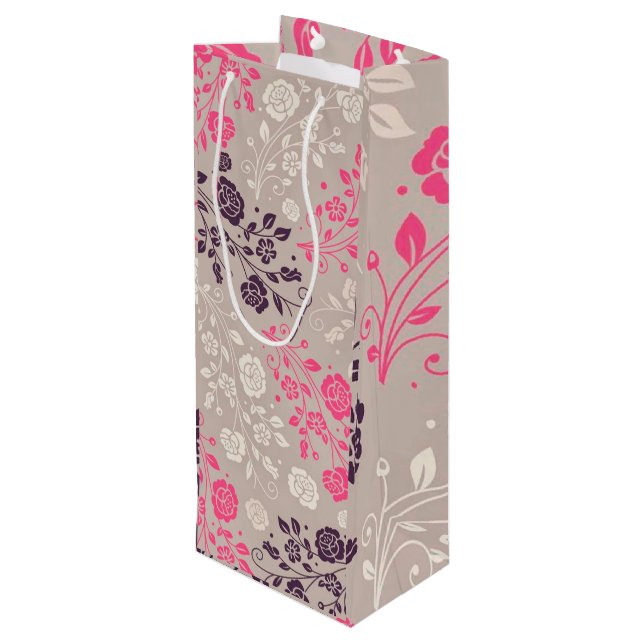 Floral Luxury Wine Gift Bag (Back Angled)