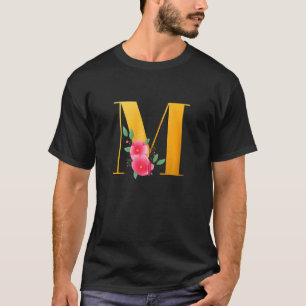 Floral M Alphabet Cute Initial Monogram Letter M G T-Shirt