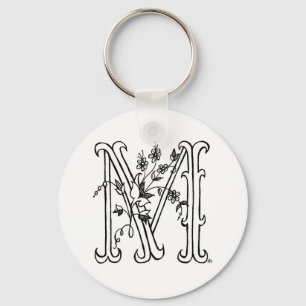 Floral M Keychain