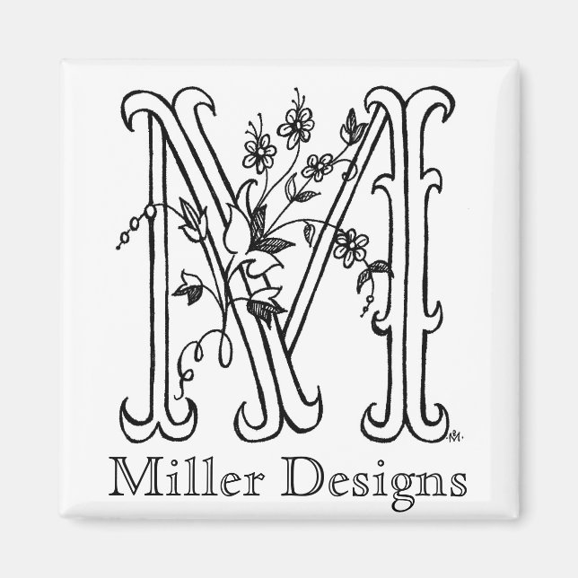 Floral M: Miller Designs Magnet (Front)